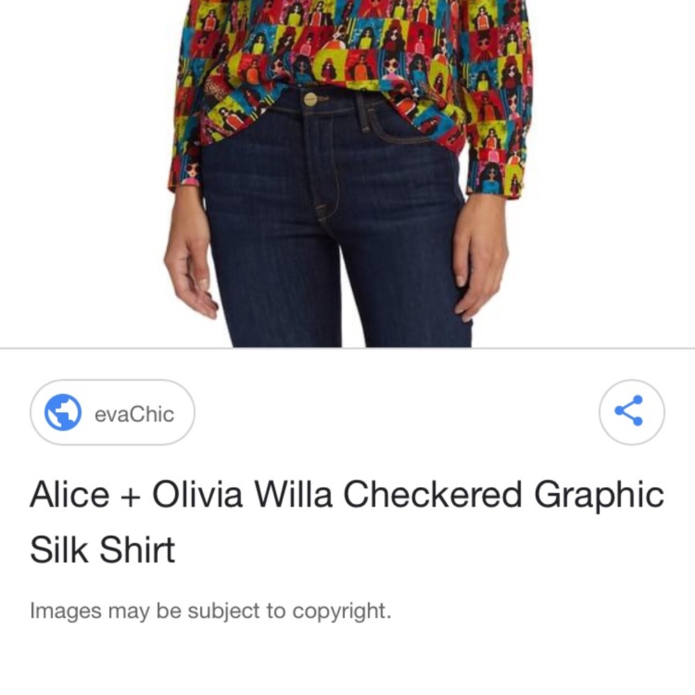 Alice + Olivia Multicolor Graphic Silk Shirt — Willa Checkered